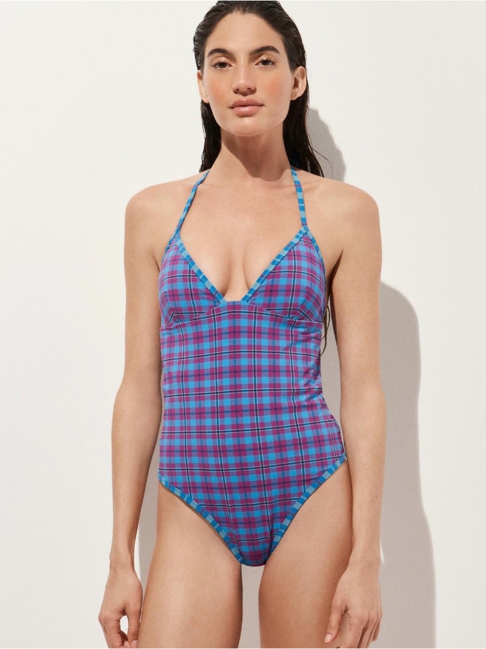 J.Crew reversible plaid V-neck one piece swimsuit size 2 NWT